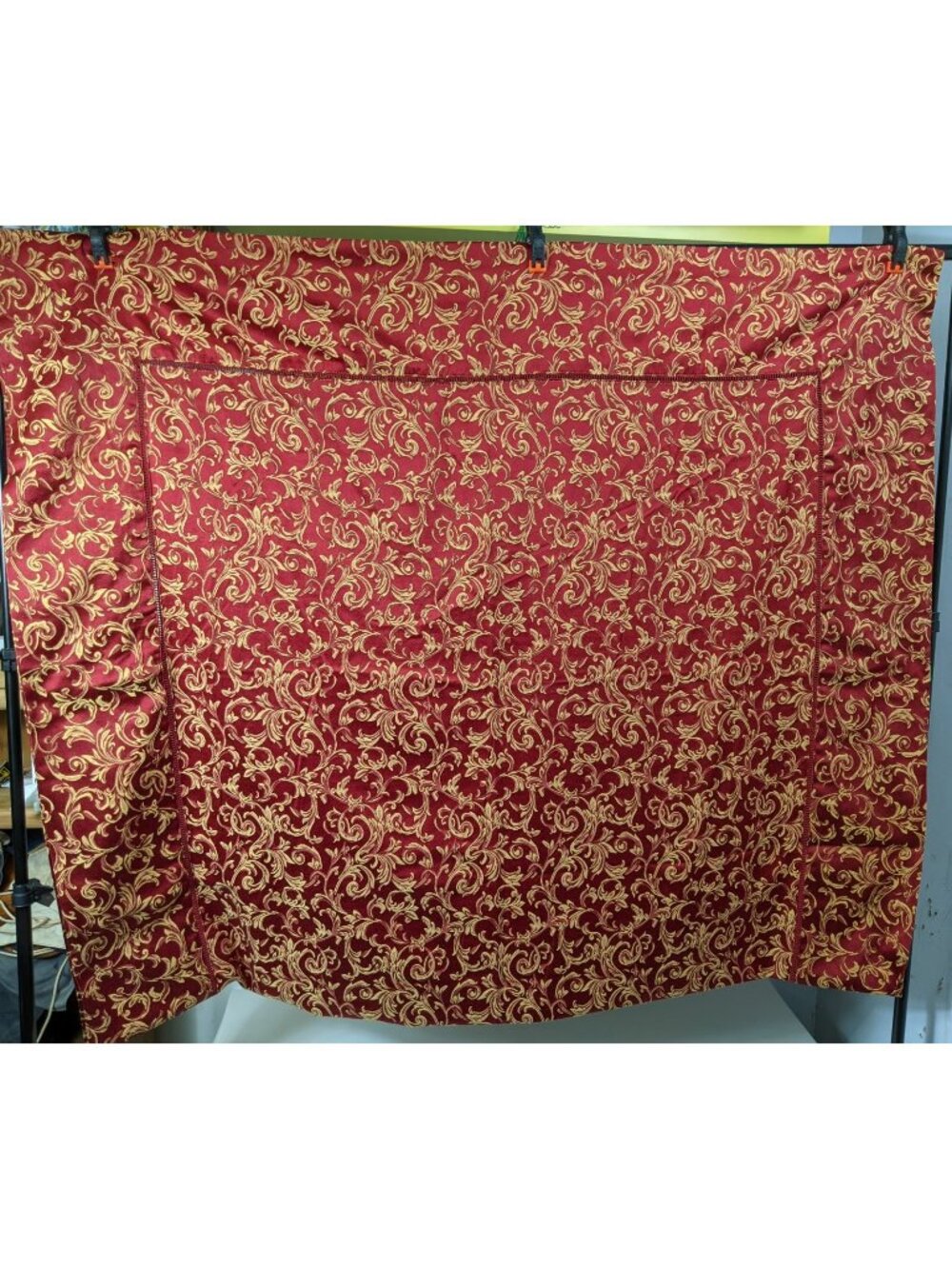 Vintage Regency Red Gold Rectangle Tablecloth Cotton Polyester 98" x 57"